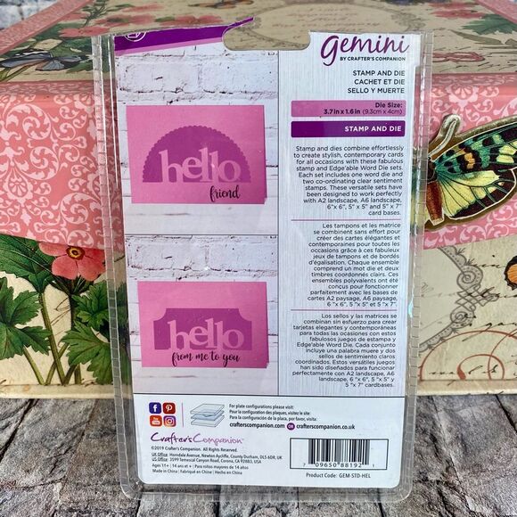 Gemini Crafters Companion Hello Stamp Die Set 3.7 by 1.6 Card Making Scrapbooks - Picture 4 of 4